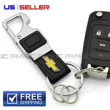 LED FLASHLIGHT KEYCHAIN KEY FOB CHAIN RING BLACK LEATHER - US SELLER EE33