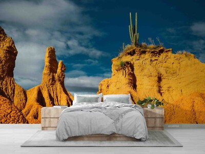3D Mountain Cactus Sky Landscape Wallpaper Wall Murals Removable Wallpaper