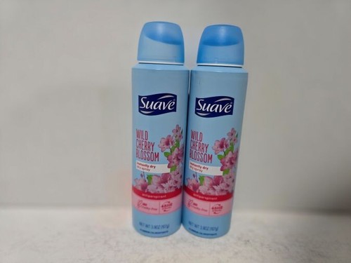 2 Suave Wild Cherry Blossom Dry Spray Antiperspirant Deodorant 3.8oz Exp 02/2026