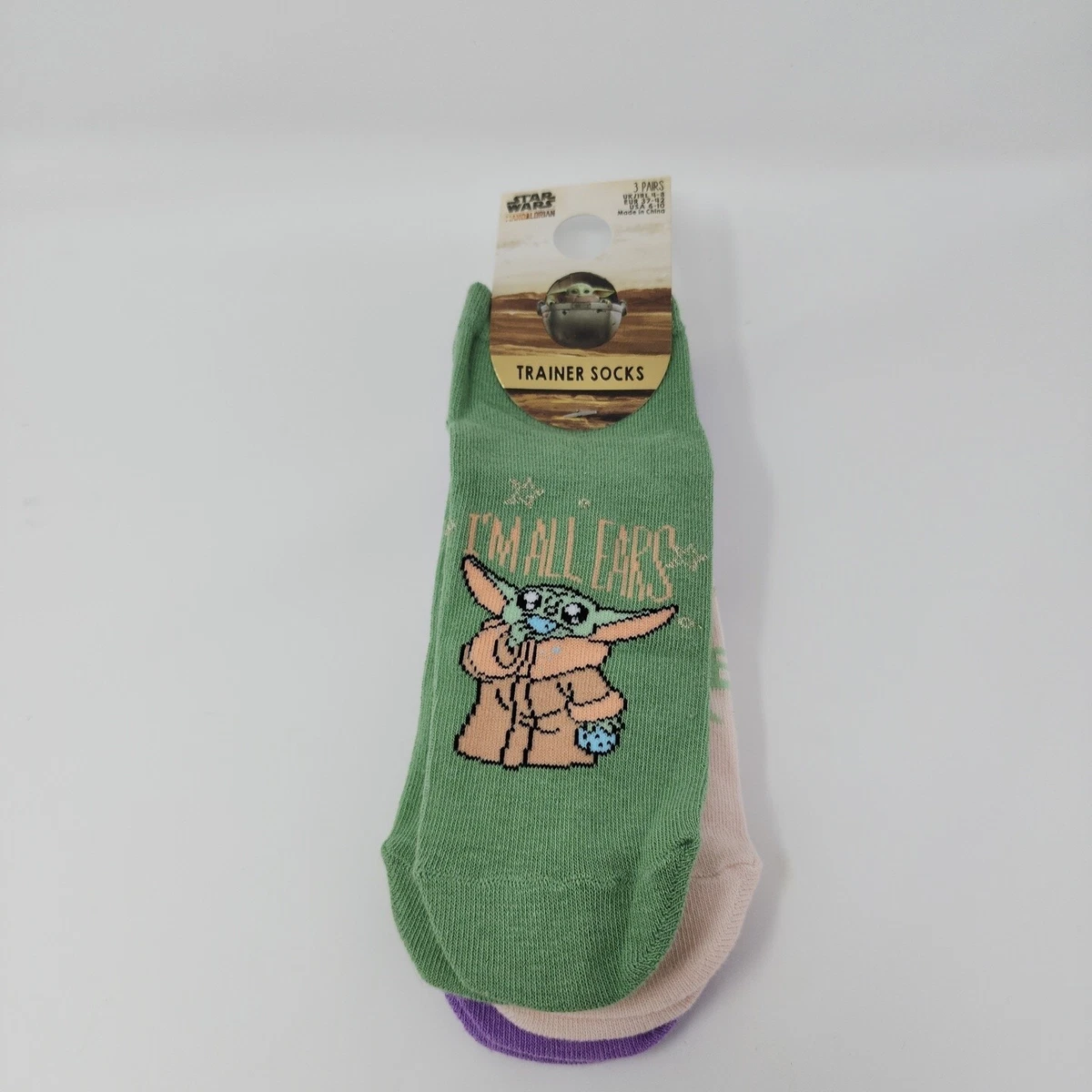 Conjunto de calcetines Primark Baby Yoda All Ears para mujer Grogu Mandalorian Star Wars EE. UU. 6-10