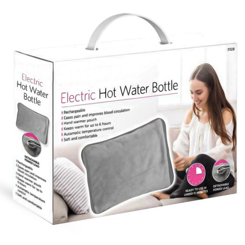 Rechargeable Hot Water Bottle Bed Electric Hand Warmer Massaging Heat Pad, Grey - Picture 3 of 5