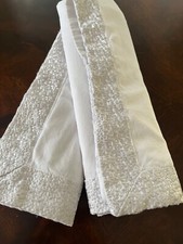 HOTEL BRAND- 100 Cotton White Standard Shams 2 /Silver Metallic Edging-preowned