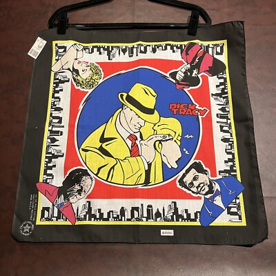 Vintage 90s Bandana Disney Dick Tracy Face Mask Shield Scarf Biker