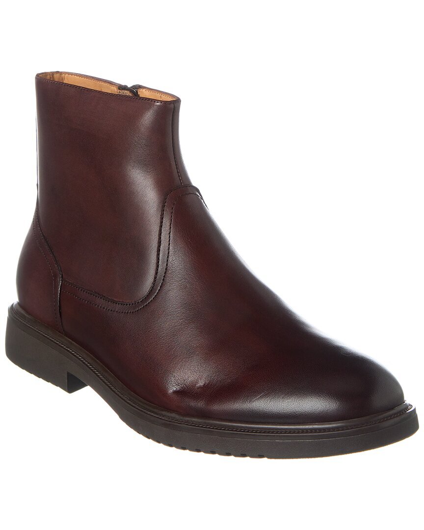 Мужские кожаные ботинки на молнии с латунной меткой