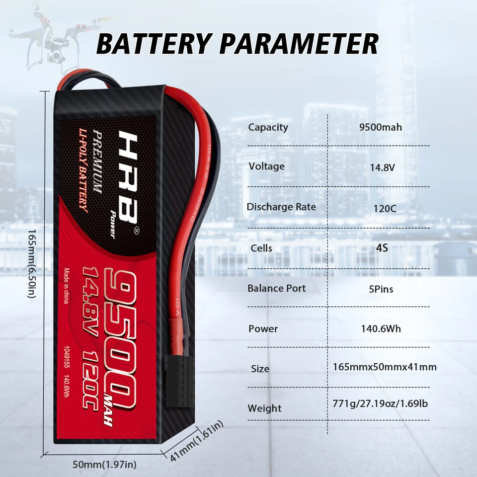 2Stück 14,8V 9500mAh 4S 120C Lipo Batterie für RC Traxxas X-maxx XRT Auto LKW - Bild 3 von 4