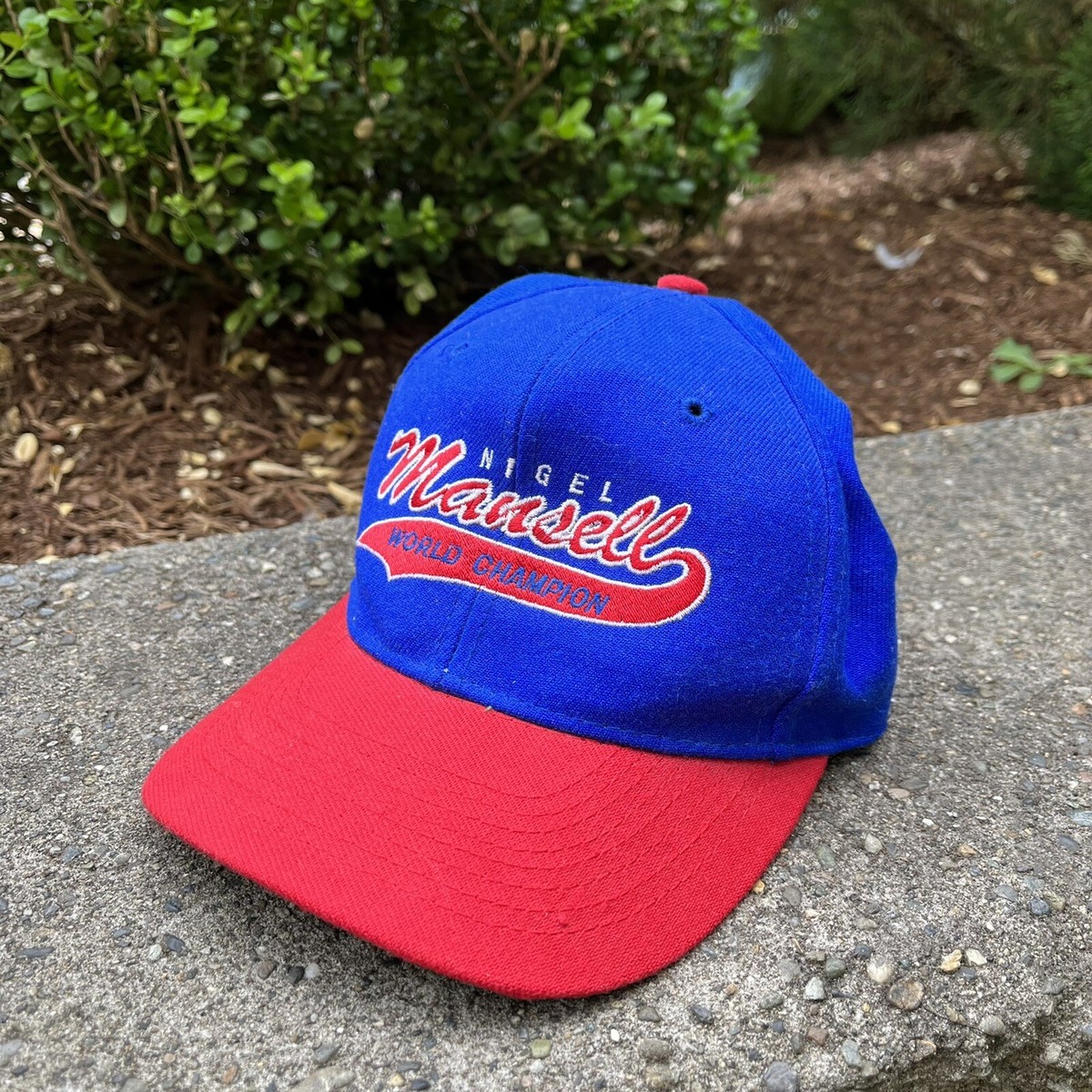 Vintage Nigel Mansell World Champion Otto Hat SnapBack Red Blue