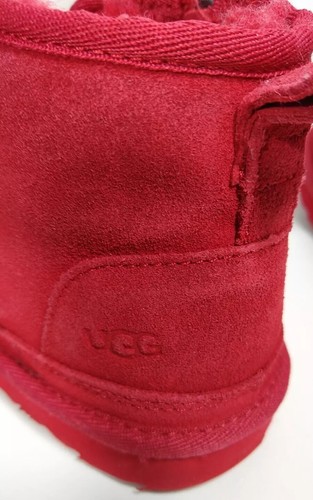 UGG Neumel Red Suede Chukka Boot Kids USA sz 11 Sturdy Side Zip Tie Front Ankle - Picture 4 of 14