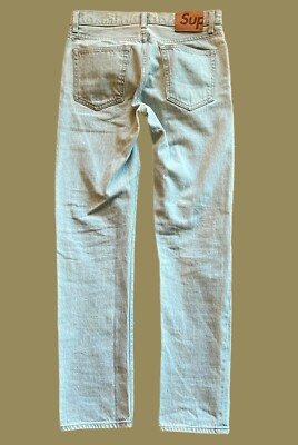 SUPREME⚡️Men's light blue washed denim slim fit straight SUPREME⚡️Men's light blue washed denim slim fit straight
