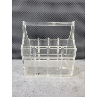 Clear Acrylic Small Caddy Organizer Carry Handle Compartments Desktop Storage