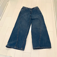 ZARA Women Blue Medium Wash Wide-Leg Cotton Denim Jeans, 5-Pocket 30 L