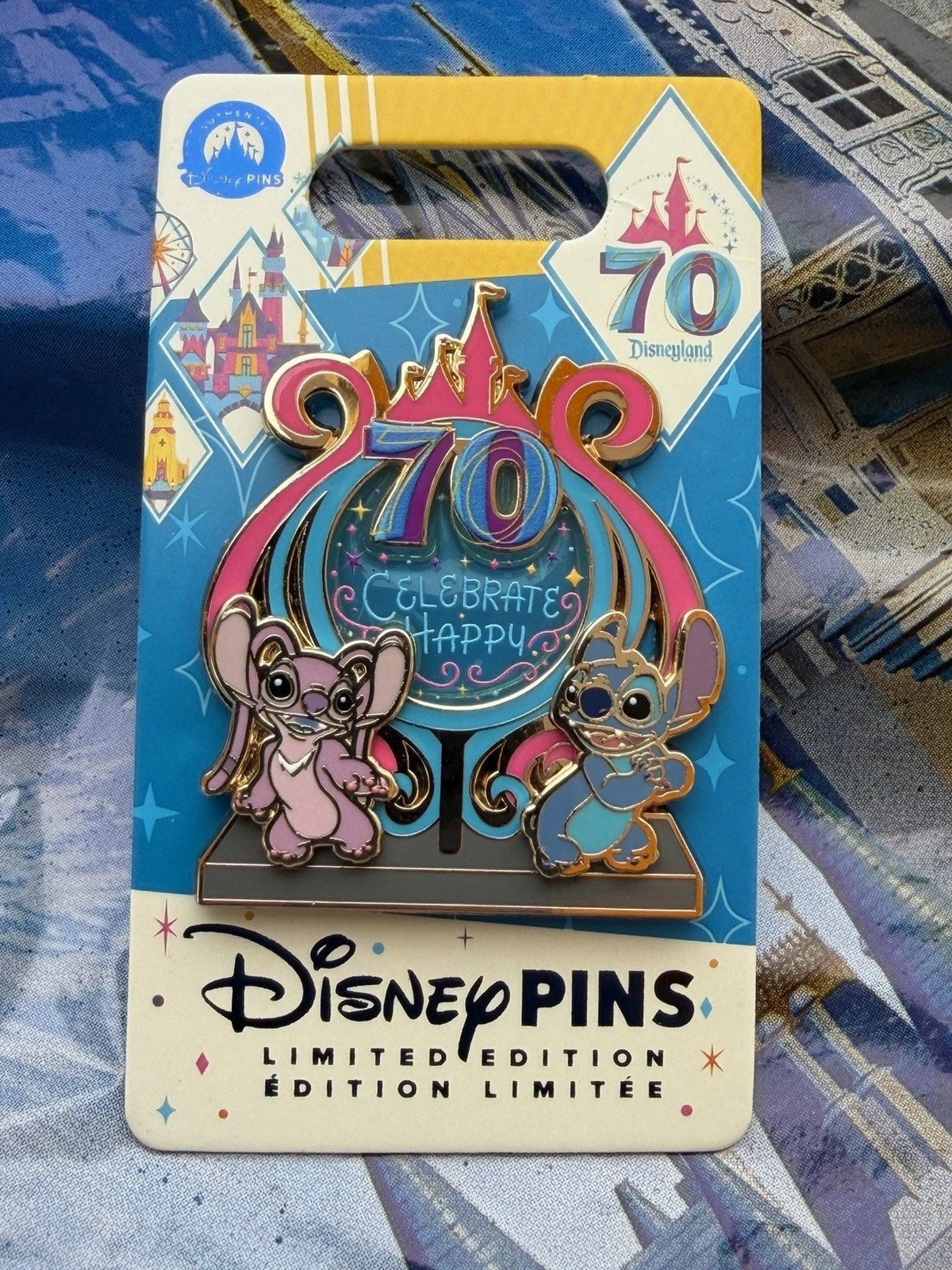 2026 Disneyland 70th Anniversary Celebrate Happy STITCH & ANGEL LE 2000 Pin
