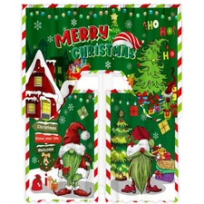 Christmas Kitchen Curtains 3 Piece Set Green Gnome Window Curtains and Valanc...
