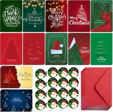 Christmas Cards Set for Adults, 24 Pcs Holiday Greeting Cards w/ Envelopes