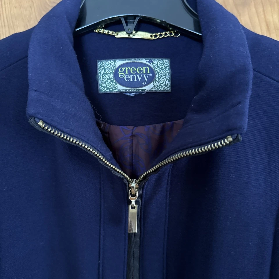 Abrigo para mujer verde con envidia azul marino mezcla de lana-pequeño Foto 2 de 4