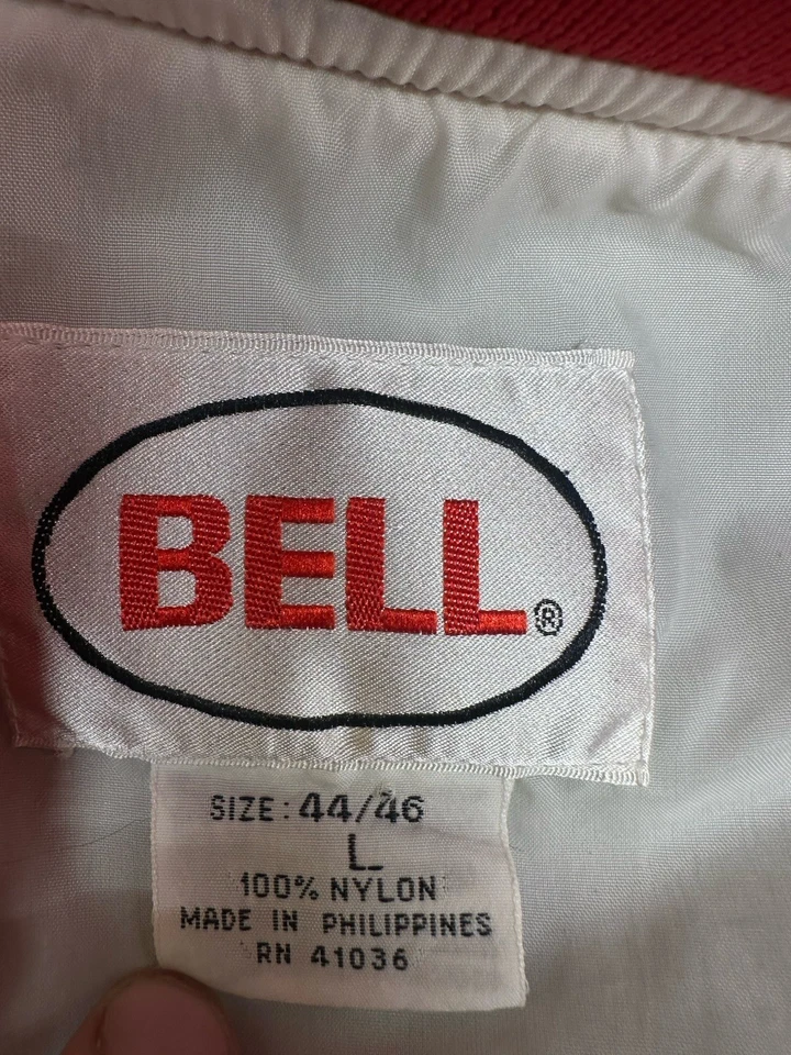 De Colección Cascos Campana Carreras Satén Motocicleta Bombardero Chaqueta Cremallera Completa Talla Lg Foto 3 de 4