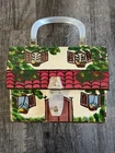 VTG Simon Mister Ernest Hand Painted Wood Cottage Box Handbag Purse Lucite NICE