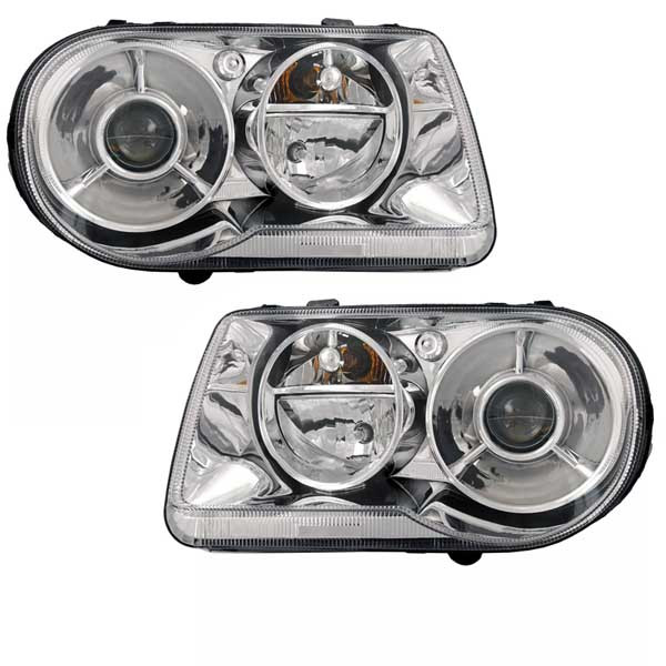 CAPA-Certified 05-10 Chrysler 300C 5.7L Halogen Headlight Pair with Bulbs