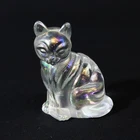 Fenton Clear Iridescent Glass Cat Figurine 3.5"