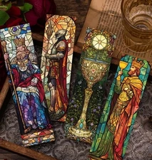 30 PC Bookmark Set Stained Glass Mystical Wizard  1.5" x 6" New Free Ship (DS)
