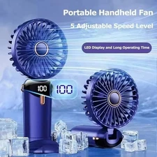 USB Handheld Mini Fan Foldable Neck Hanging Fans 5 Speed USB Rechargeable