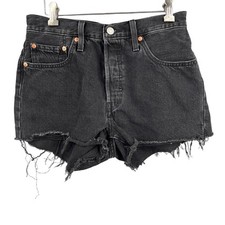 LEVI'S 501 Cut Off Shorts Black High-Rise Frayed Hem Button Fly Women  s Size W27