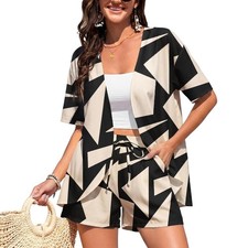 BSYUROS 2 Piece Outfits for Women s Summer Beach Tropical Print Loose Casual