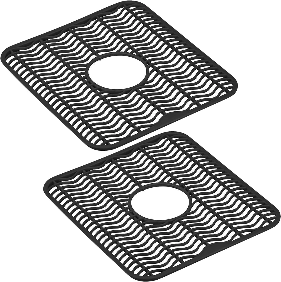 DecorRack 2 Black Sink Protectors for Kitchen, 12" x 11" Dish Rack, Protect S... - Image 3 of 4