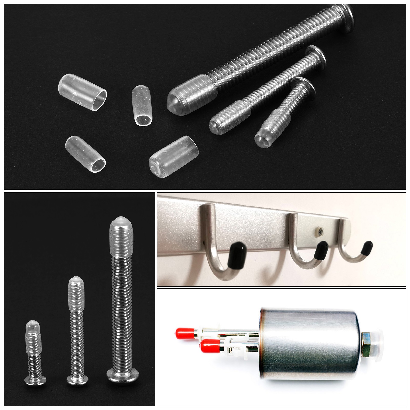 100pcs Rubber End Caps Protective Caps 3.5mm(1/8") ID Bolt Cap Clear