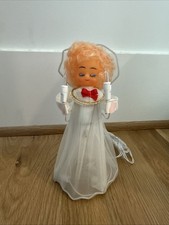 Vintage Blonde Christmas Decor Tree Light Up Angel Topper Nylon Mesh Dress 1960s