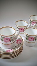 Royal Worcester Royal Garden 6 coffee cups saucers set Fine Bone China excellent
