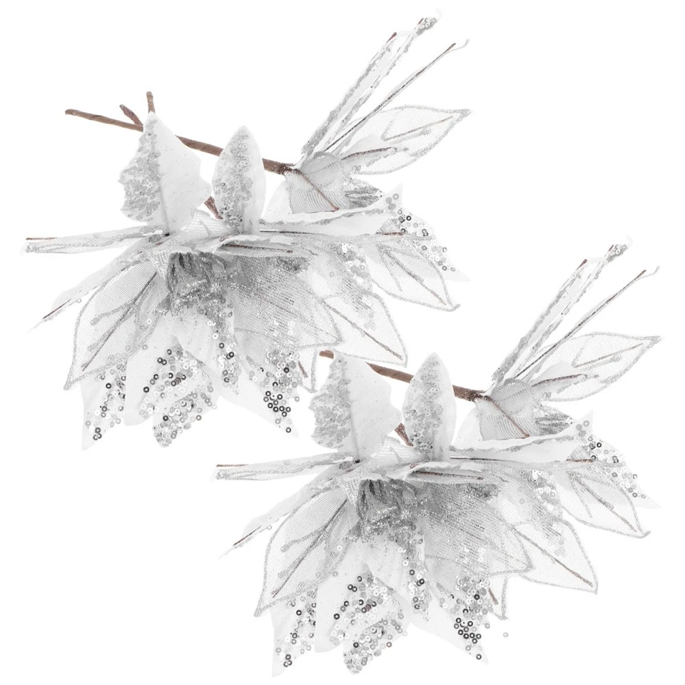  6 Pcs Fiori Albero Di Natale Artificiali Natalizie Ornamento Floreale - Immagine 2 di 4