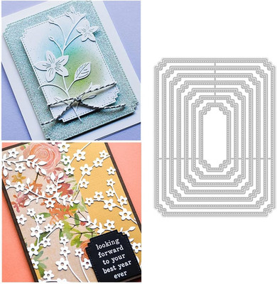 7Pcs/Set Rectangle Frame Metal Die Cuts, Stitched Rectangle Nesting Frame Tag Ba