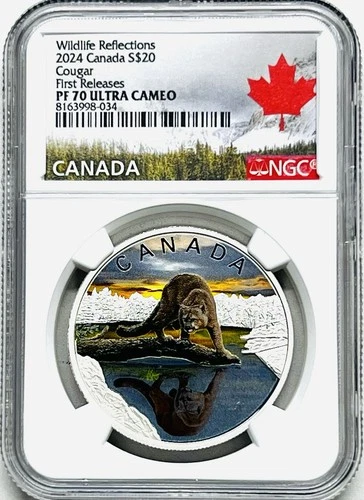 2024 $20 CANADA 1OZ SILVER PROOF NGC PF70 UCAM COUGAR FIRST RELEASES