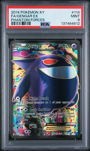 2014 Pokemon XY Full Art Gengar Ex Phantom Forces 114/119 PSA 9, (10 Candidate)