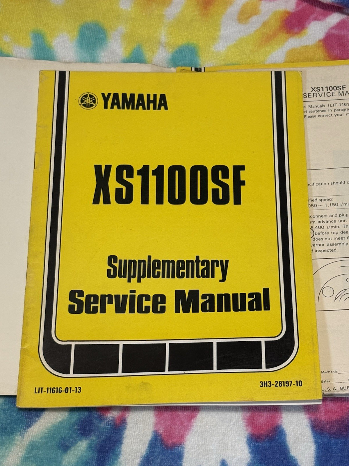 Original 1978 Yamaha XS1100E Motorcycle Service & 1100F SF Supplementary Manual