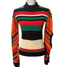 JW Anderson Sweater Cutouts Notch Cuff Mock Turtleneck Long Sleeve Striped Small