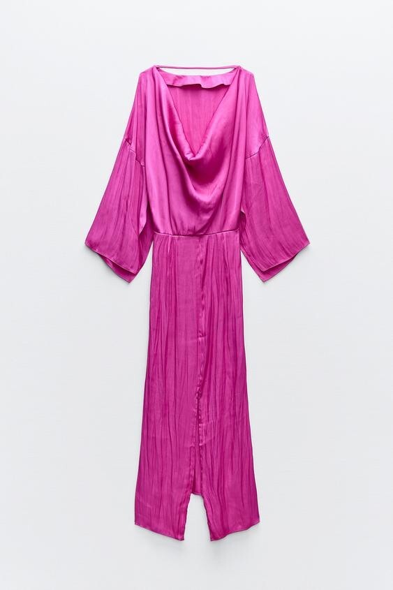 NWT ZARA SATIN EFFECT OPEN BACK DRESS XS 7969 | eBay