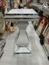 60Cm Italian End Table Mirrored Crystal Side Table Sparkly Lady White F042
