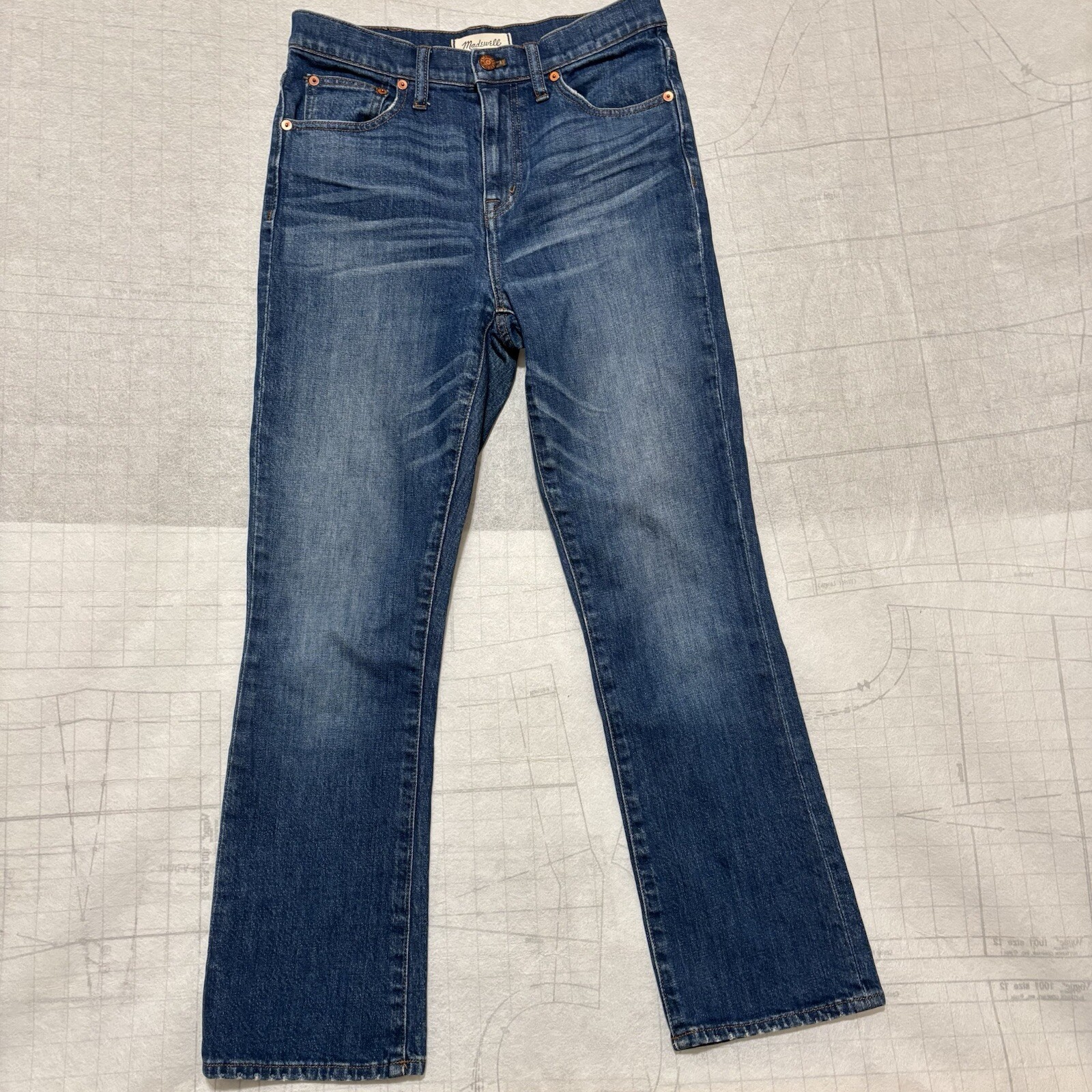 Madewell Women’s 27 Classic Straight Blue Demi Boot 10-Inch High Rise Crop Jeans