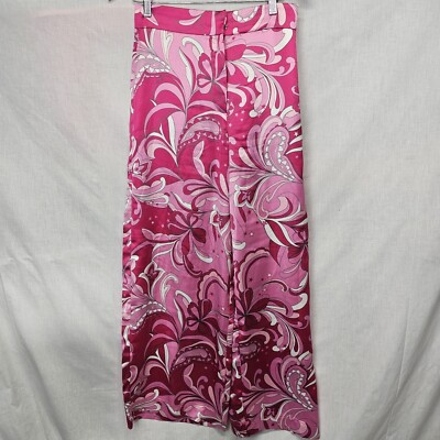 House Of Harlow 1960 Wide Leg Pink Print Pants Size S Womens Retro Star Paisley
