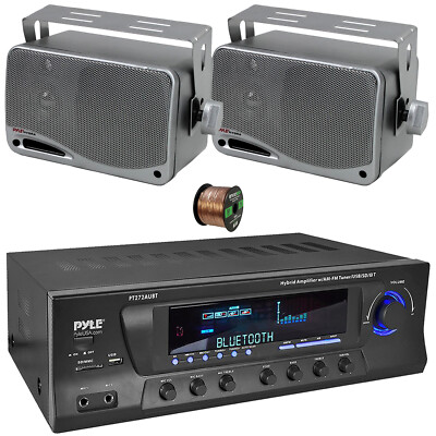 Pyle AM/FM Bluetooth Receiver, 2x 3.5'' 200 Watt 3-Way Weatherproof ...