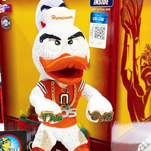 SEBASTIAN Miami Hurricanes Touchdown Rings Turnover Chain NCAA Mascot Bobblehead - Picture 9 of 10