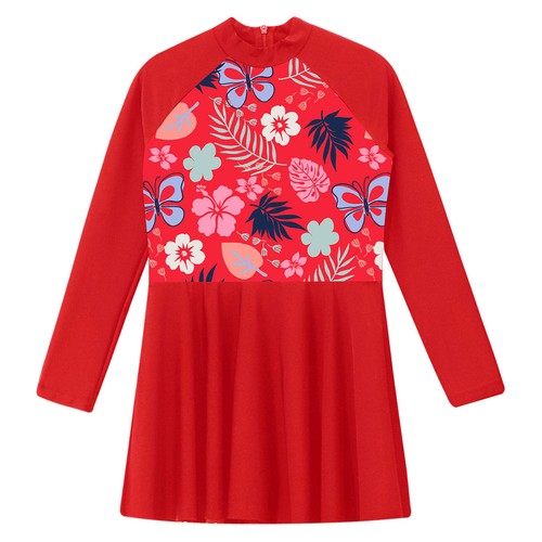 Kids Girls Dress Summer Swimsuit Holiday Dresses Zipper Sunsuit Long Sleeve - Picture 47 of 54