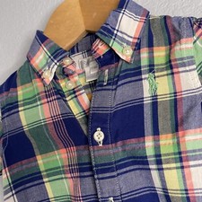 Ralph Lauren Baby Boys Blue Plaid Romper Size 6M