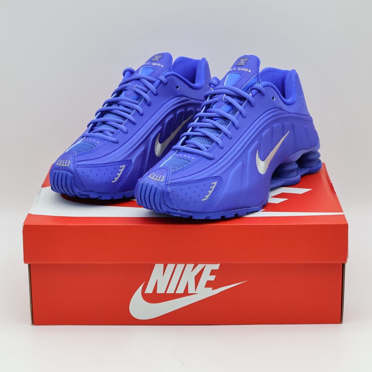 HJ7303-445 Nike Women's Shox R4 Racer Blue and Metallic HJ7303-445 Nike Women's Shox R4 Racer Blue and Metallic