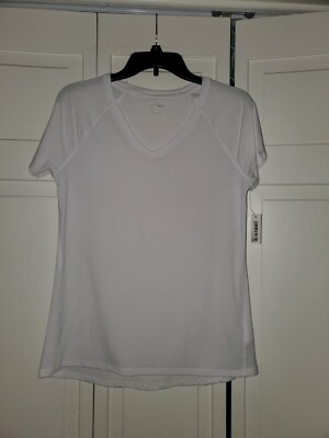 Amazon Essentials - NWT - V-Neck T-Shirt - Sz S - White - Short Raglan Sleeves