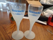(2) Old  Küstennebel German tall frosted Shot Glasses  Excellent condition