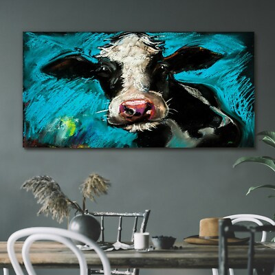 Leinwand Bild Wandbild Canvas 120x60 Malerei Abstrakte Tier Kuh Kunst