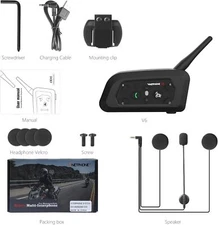 V6 Bluetooth  Intercom Headset for 2 Rider 800m Motorcycling Skiing Climbing