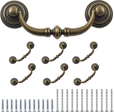 Waziaqoc 6PCS Antique Drop Bail Pulls, 3.5" Hole Center Shabby Chic Drawer 